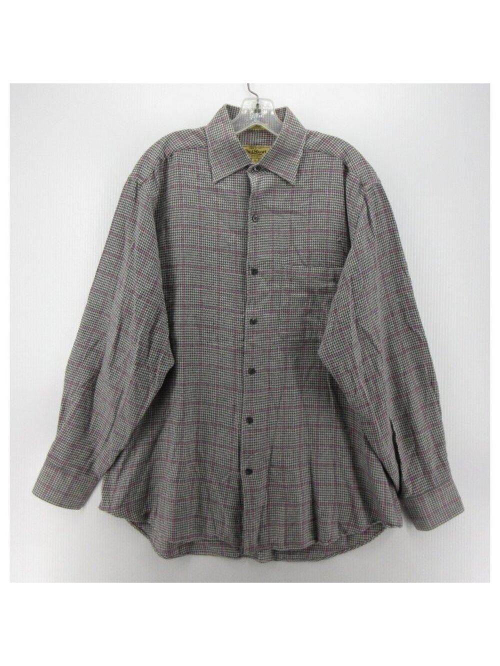 VINTAGE Paul Stuart Shirt Large Cooper Flannel Houndstooth Italy *